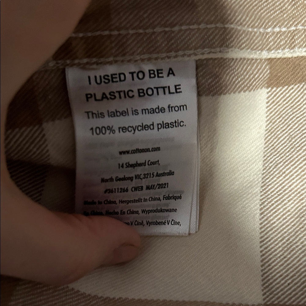 Medium weight cotton neutral tone flannel shacket - Picture 4 of 7